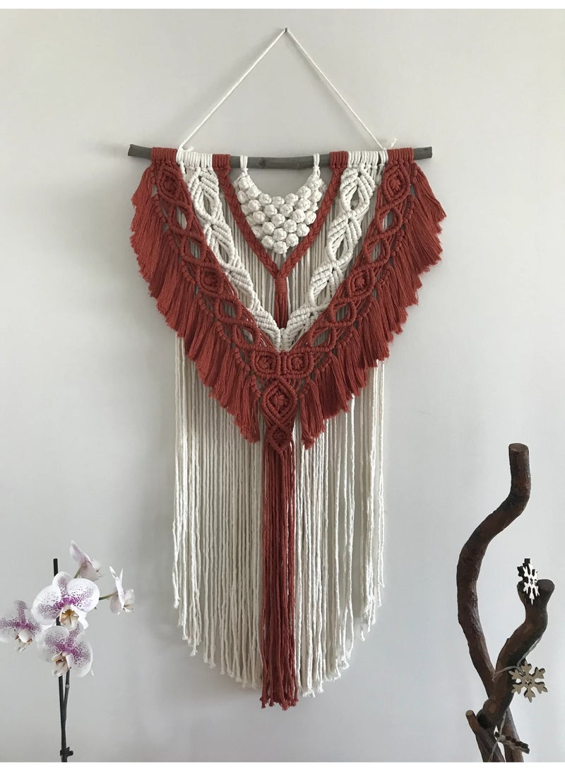 Antikiano "An elegant handmade macramé wall hanging crafted from natural cotton threads, featuring a simple bohemian design that adds a warm, modern touch to any space. Perfect for decorating bedrooms, living rooms, or entryways, and makes a great gift for lovers of handmade décor." - Image 3