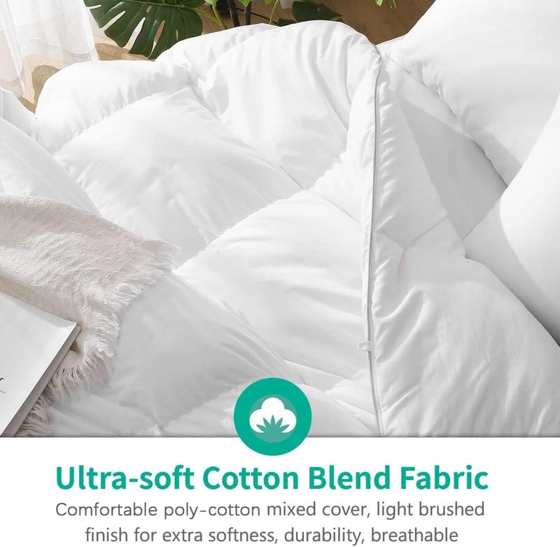 APSMILE Luxurious King Size Down Feather Fibers Comforter, Ultra-Soft Down Feather Fibers Duvet, 39oz Hotel Collection Comforter Medium Warmth All Season Fluffy Duvet Insert (106x90, White) - Image 5