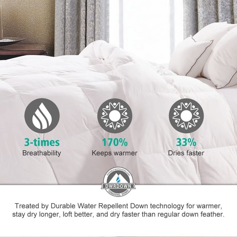 APSMILE Luxurious King Size Down Feather Fibers Comforter, Ultra-Soft Down Feather Fibers Duvet, 39oz Hotel Collection Comforter Medium Warmth All Season Fluffy Duvet Insert (106x90, White) - Image 3