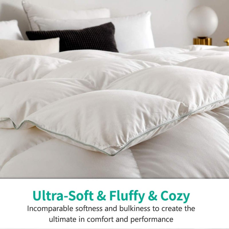 APSMILE Luxurious King Size Down Feather Fibers Comforter, Ultra-Soft Down Feather Fibers Duvet, 39oz Hotel Collection Comforter Medium Warmth All Season Fluffy Duvet Insert (106x90, White) - Image 4