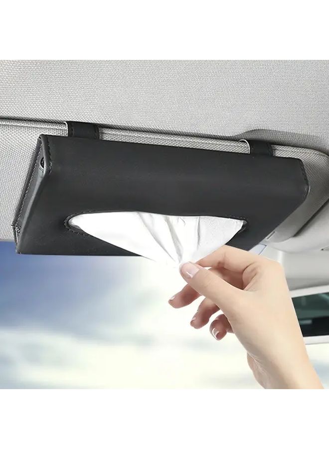 Car Sunshade Tissue Box Holder Black Fashionable Hanging Paper Holder For Cars Four Seasons - Image 1