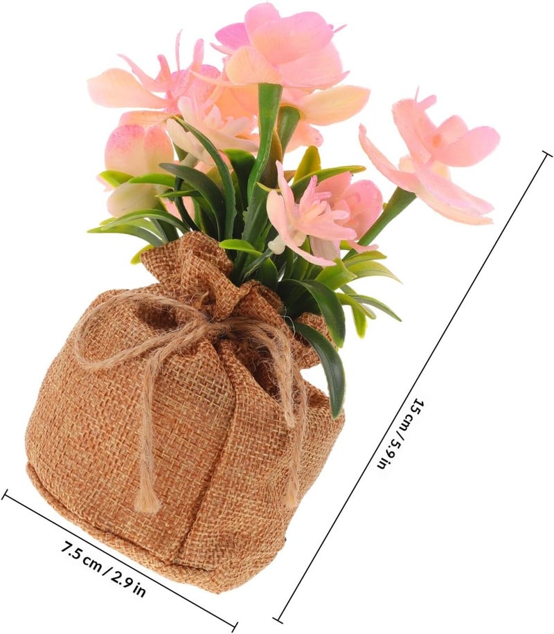 VOSAREA Faux Phalaenopsis Orchid in Pot Artificial Flowers Realistic Potted Orchid Bonsai with Jute Bag Home Decoration Table Centerpiece for Living Room - Image 2