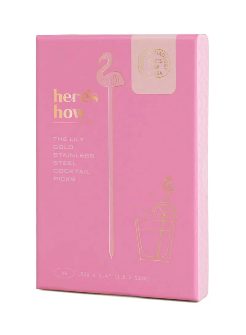 Here's How The Lily Flamingo Cocktail Picks - Set of 4