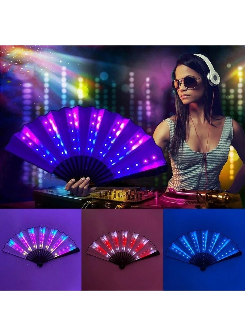 Zigver Rechargeable Fan LED Light Up Fan for China Nightclub DJ Music Show Fan Colorful Luminous Hand Fan Showy Stage  - Image 1