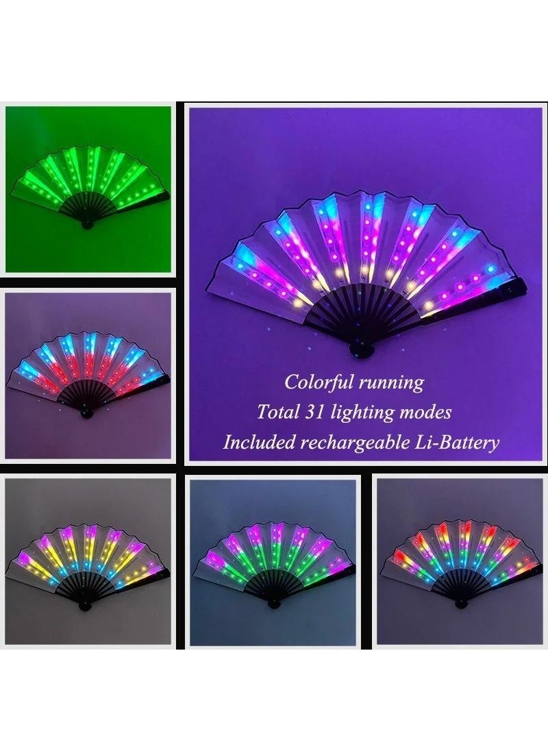 Zigver Rechargeable Fan LED Light Up Fan for China Nightclub DJ Music Show Fan Colorful Luminous Hand Fan Showy Stage  - Image 2