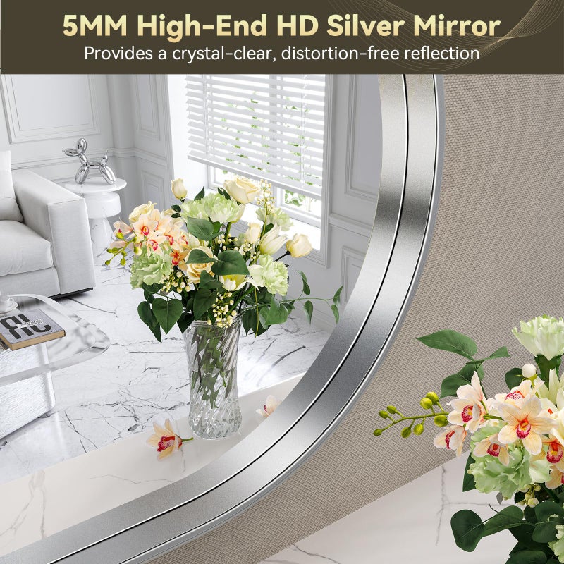 Brightify Arched Mirror, Arched Wall Mirror, 24 x 32 Inch Silver Arch Mirror, Metal Frame Silver Bathroom Mirror, Arched Top Bathroom Vanity Mirror for Living Room Bedroom Mantel Entryway Hallways - Image 5
