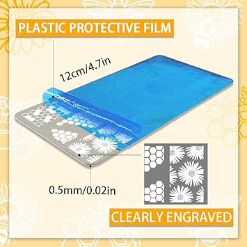 PH PandaHall 3pcs Honeycomb Nail Stamping Plates Spring Bee Honey Nail Stamper Sunflower Nail Art Stencils Print Nail Stencils Stainless Steel Nail Image Plate for Nail Art Design Manicure Salon - Image 2