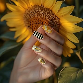 PH PandaHall 3pcs Honeycomb Nail Stamping Plates Spring Bee Honey Nail Stamper Sunflower Nail Art Stencils Print Nail Stencils Stainless Steel Nail Image Plate for Nail Art Design Manicure Salon - Image 5