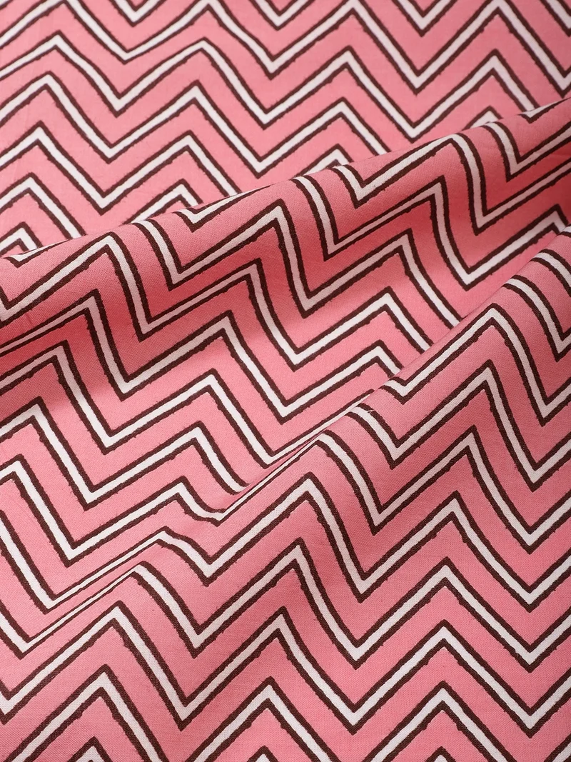 أيه كيه إس Pink Chevron Block Print Fabric