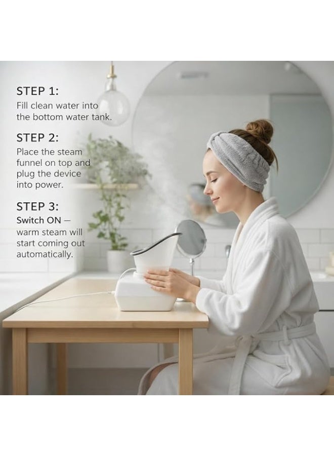 Milano Plus Professional Facial Steamer for Home Spa & Deep Cleaning–2-in-1Warm Steam Vaporizer and Humidifier for Skin Care, Pore Cleansing, Hydration & Relaxation – Auto Shut-Off,350W–Suitable for Men & Women - Milano Plus - Image 3