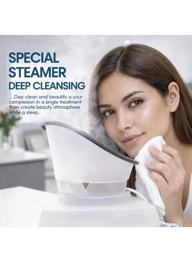 Milano Plus Professional Facial Steamer for Home Spa & Deep Cleaning–2-in-1Warm Steam Vaporizer and Humidifier for Skin Care, Pore Cleansing, Hydration & Relaxation – Auto Shut-Off,350W–Suitable for Men & Women - Milano Plus - Image 4