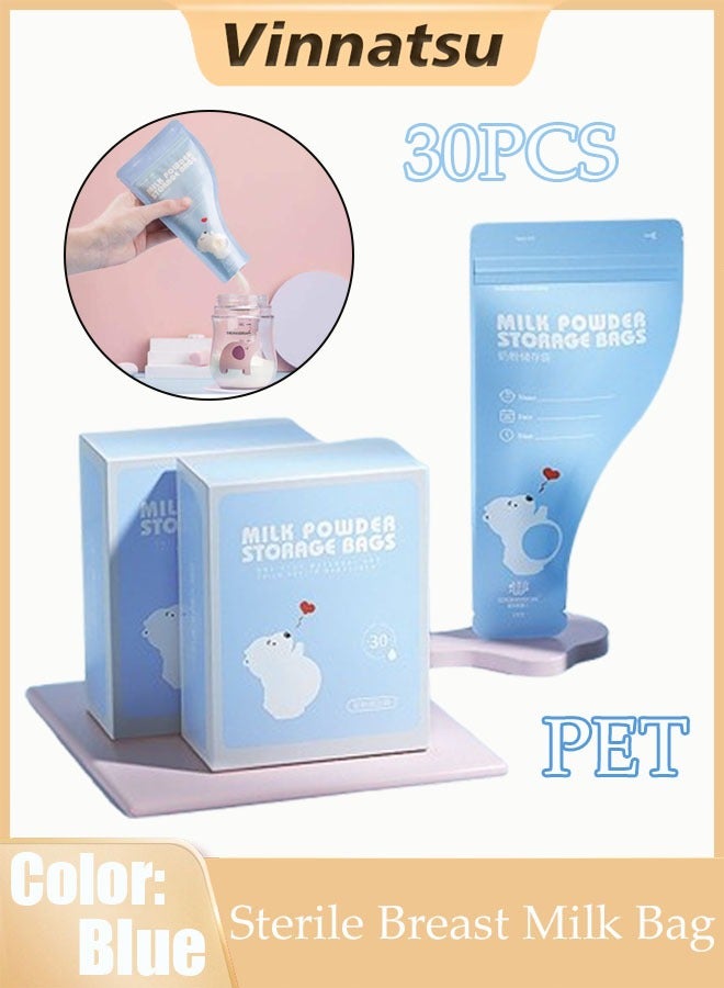 Vinnatsu 30PCS Portable Milk Powder Storage Bag Portable Baby Formula Storage Bag for Travel Holiday Outdoor Fresh Keeping Home Pouch Supplies Preservation Powder Milk Freezer Pouches Sealed Baby Disposable Milk Powder Pouches Blue - Image 1
