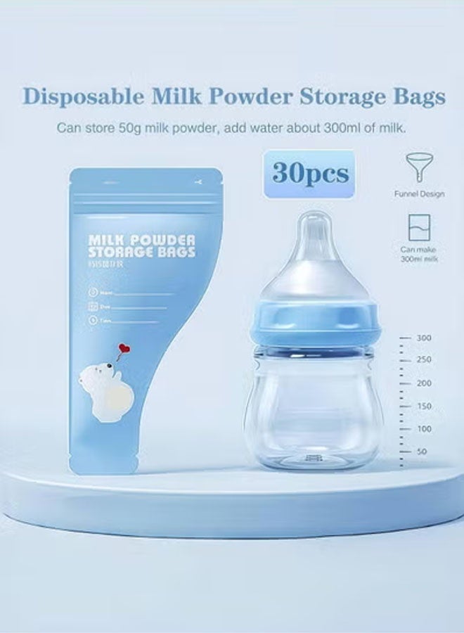 Vinnatsu 30PCS Portable Milk Powder Storage Bag Portable Baby Formula Storage Bag for Travel Holiday Outdoor Fresh Keeping Home Pouch Supplies Preservation Powder Milk Freezer Pouches Sealed Baby Disposable Milk Powder Pouches Blue - Image 2