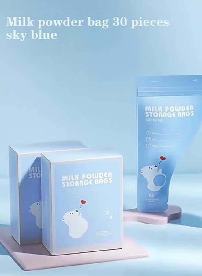 Vinnatsu 30PCS Portable Milk Powder Storage Bag Portable Baby Formula Storage Bag for Travel Holiday Outdoor Fresh Keeping Home Pouch Supplies Preservation Powder Milk Freezer Pouches Sealed Baby Disposable Milk Powder Pouches Blue - Image 4