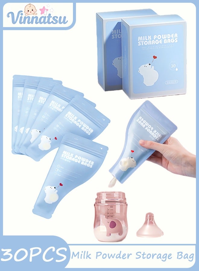 ضغط فين 30 كيسًا لتخزين مسحوق الحليب، أكياس مسبقة القياس بحجم 50 جرامًا مع سحاب مزدوج، تصميم مسطح موفر للمساحة لحليب الأطفال، درجة غذائية ومقاومة للتسرب - Image 1