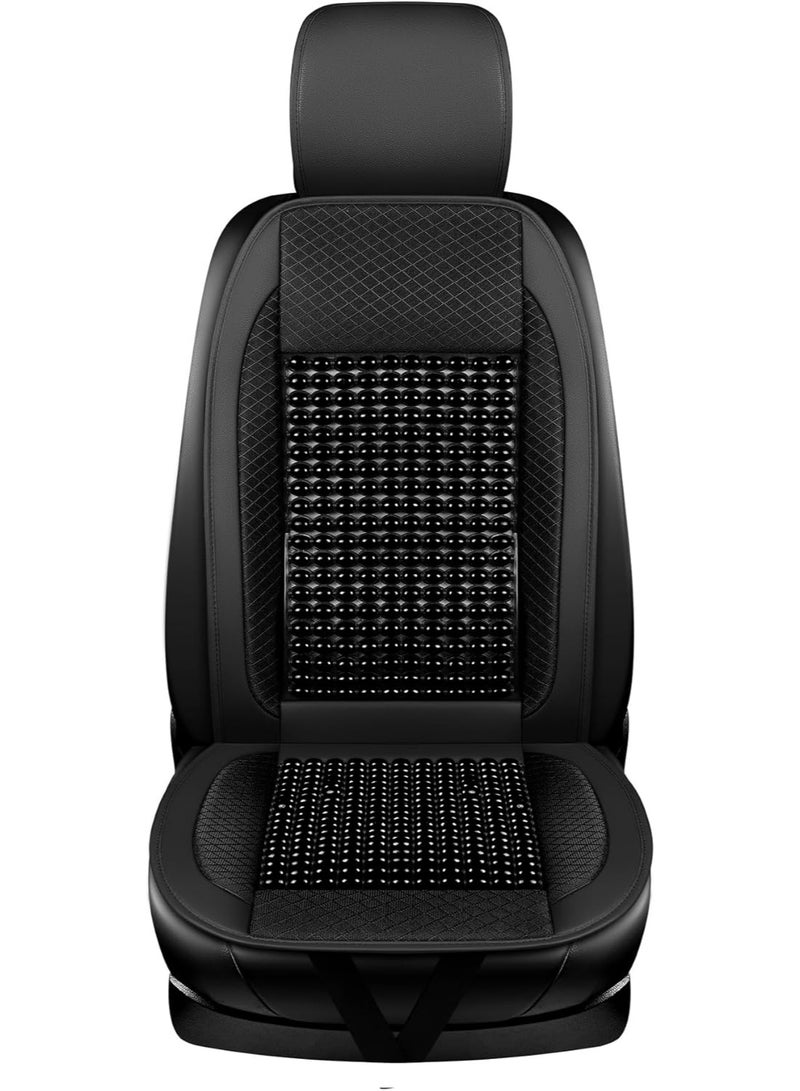 Wood Bead Car Seat Cover, Ergonomic Designed Wooden Beads Car Seat Cushion, Breathable and Cooling Pads for Cars, Trucks,Vans,SUVs and Office Chair. (Black, 1 Piece) - Image 1