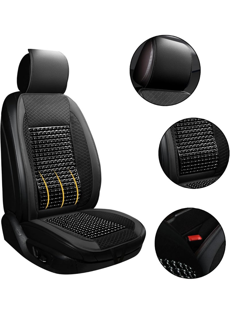 Wood Bead Car Seat Cover, Ergonomic Designed Wooden Beads Car Seat Cushion, Breathable and Cooling Pads for Cars, Trucks,Vans,SUVs and Office Chair. (Black, 1 Piece) - Image 2