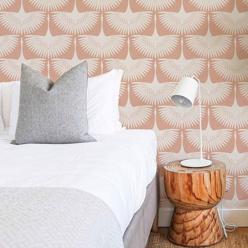 Tempaper x Genevieve Gorder Sahara Blush Feather Flock Removable Peel and Stick Wallpaper, 20.5 in X 16.5 ft, Made in the USA - Image 2