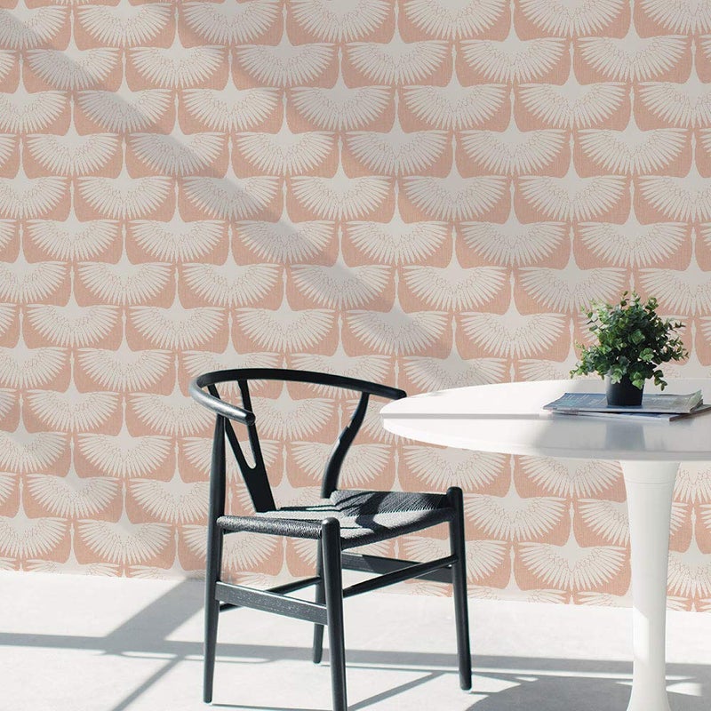 Tempaper x Genevieve Gorder Sahara Blush Feather Flock Removable Peel and Stick Wallpaper, 20.5 in X 16.5 ft, Made in the USA - Image 4