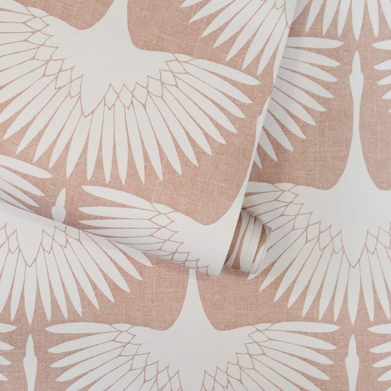 Tempaper x Genevieve Gorder Sahara Blush Feather Flock Removable Peel and Stick Wallpaper, 20.5 in X 16.5 ft, Made in the USA - Image 5