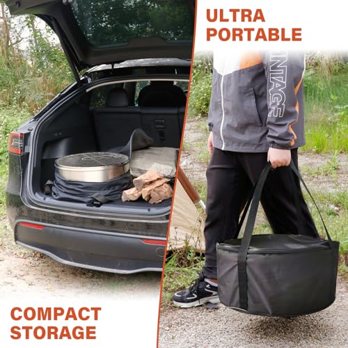 HGD 20 Inch Smokeless Firepit with Grill, Portable Wood Burning Fire Pit for Camping & Backyard, Stainless Steel Outdoor Fireplace with Travel Bag, Easy Setup & Compact Storage - Foldable Design - Image 4