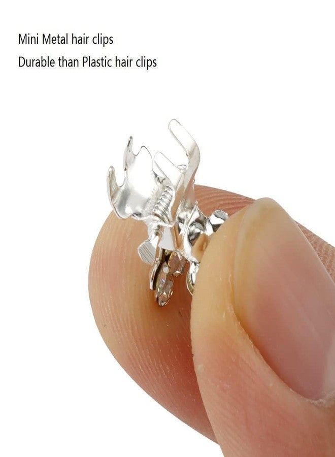 Truvic Small Hair Clips for Baby Girls | Mini No-Slip Grip Jaw Hair Claw Clips | Tiny Teeth Clips for Kids Toddlers & Girls | Strong Hold Hair Accessories for Thin & Short Hair Silver-White Crystal 12 - Image 3