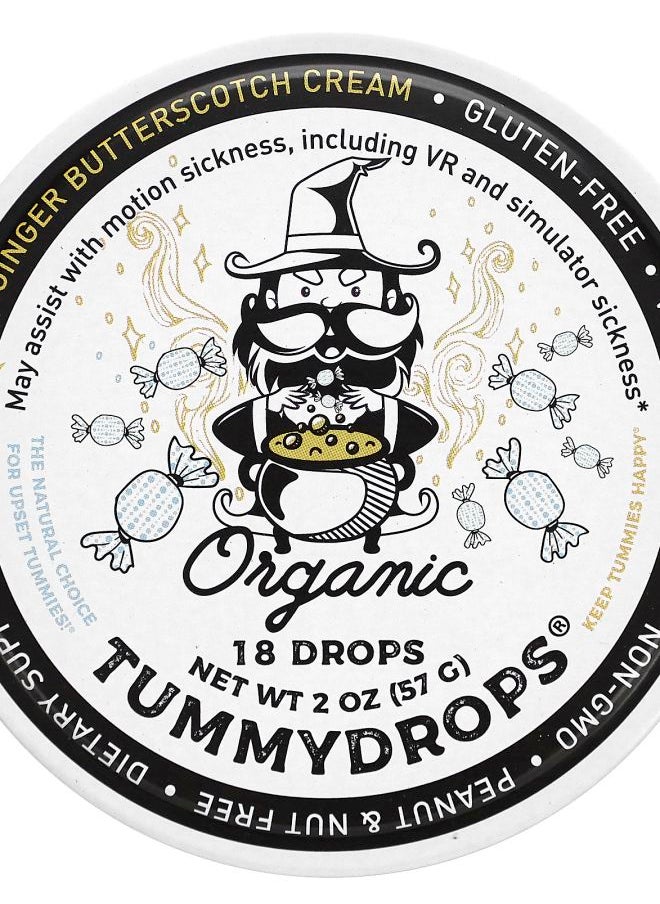 TUMMYDROPS Organic Ginger Butterscotch Cream 18 Drops 