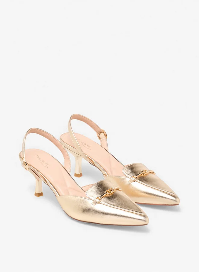 سيليست Women Metallic Kitten Heel Mules