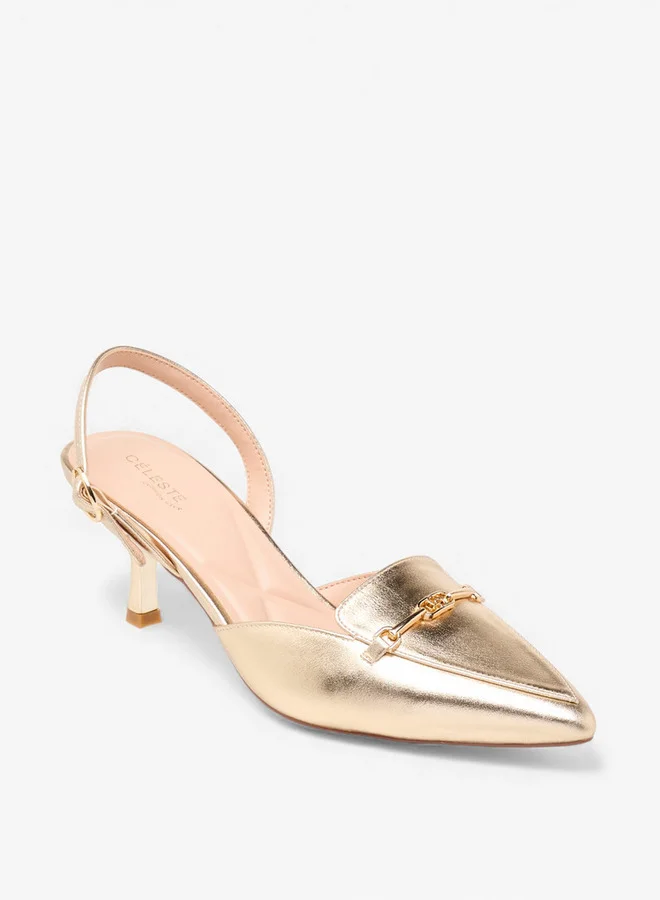 سيليست Women Metallic Kitten Heel Mules