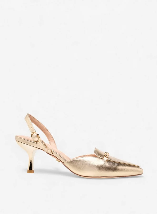 Celeste Women Metallic Kitten Heel Mules