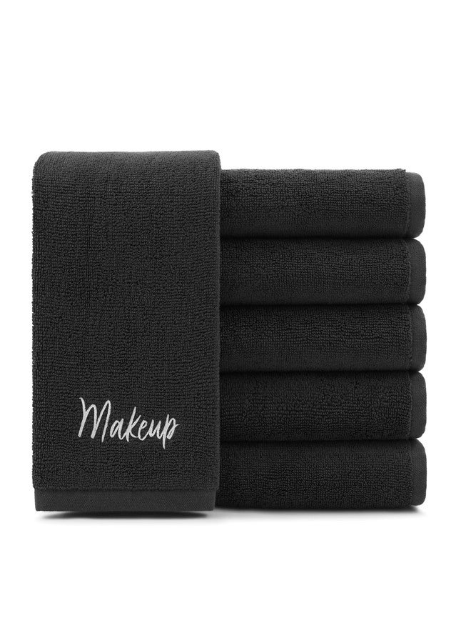 Arkwright, LLC Arkwright Makeup Towels - Pack of 6 - Super Soft 100% Cotton, Gentle & Lightweight Face Make Up Remover Washcloths, Guest Essentials for Hosts & Artists, 13 x 13 in, Black - Image 1