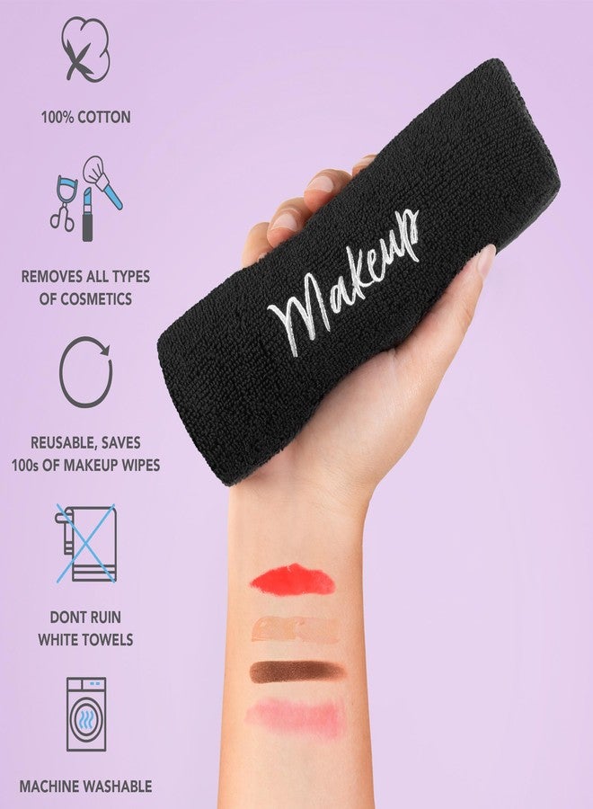 Arkwright, LLC Arkwright Makeup Towels - Pack of 6 - Super Soft 100% Cotton, Gentle & Lightweight Face Make Up Remover Washcloths, Guest Essentials for Hosts & Artists, 13 x 13 in, Black - Image 2