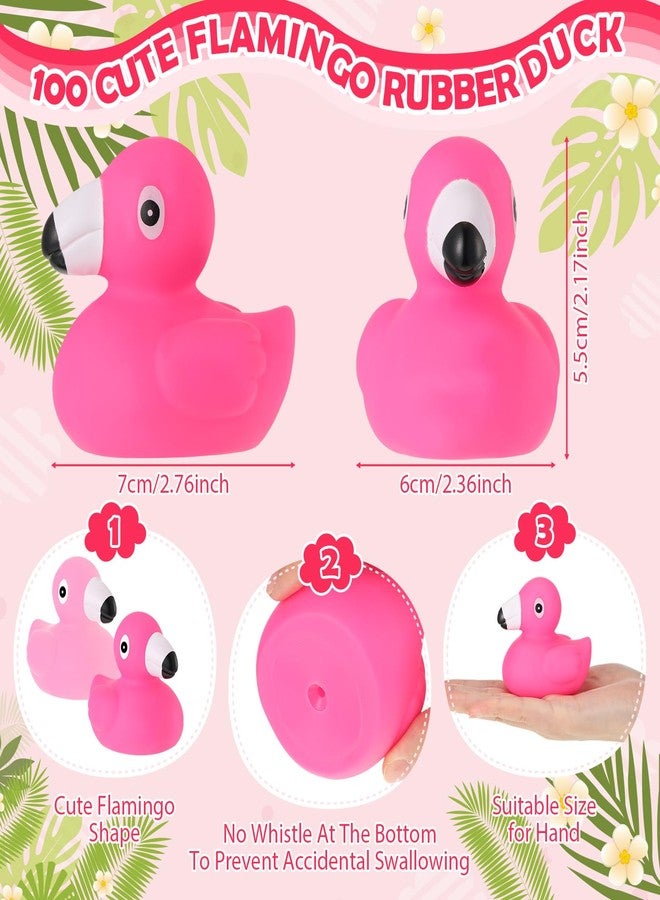 Jerify 100 Pcs Flamingo Rubber Duck Bulk Rose Pink Light Pink Flamingo Bath Floating Ducks Summer Beach Rubber Ducks for Shower Duck Party Favors Decor Prize with Storage Bag - Image 2