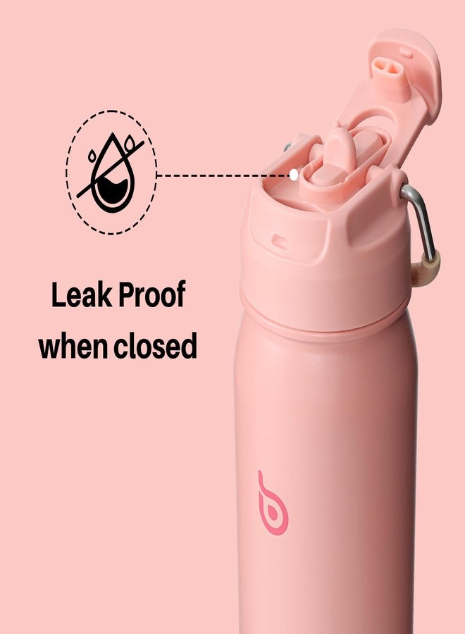 bottle bottle bottlebottle BOTTLE BOTTLE 24 oz sports water bottle stainless steel insulated water bottle with straw and pills holder (salmon) - Image 4