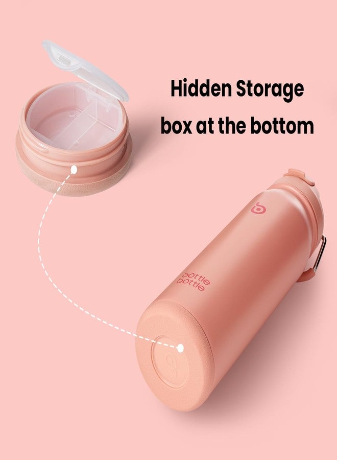 bottle bottle bottlebottle BOTTLE BOTTLE 24 oz sports water bottle stainless steel insulated water bottle with straw and pills holder (salmon) - Image 2