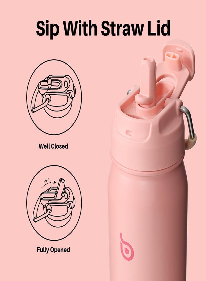 bottle bottle bottlebottle BOTTLE BOTTLE 24 oz sports water bottle stainless steel insulated water bottle with straw and pills holder (salmon) - Image 3