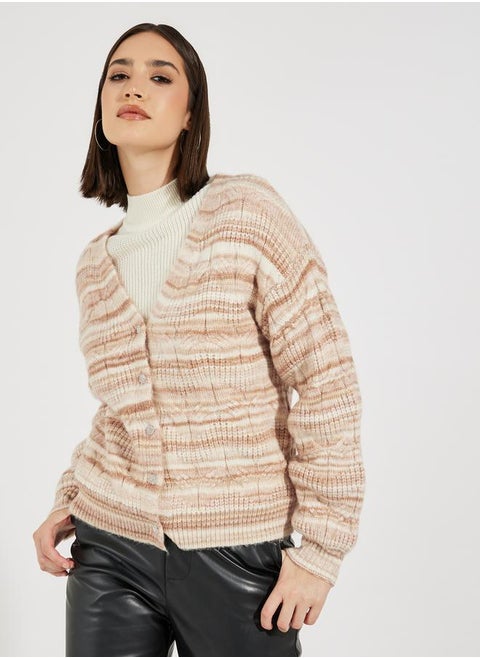 Regular Fit Ombre Knit Button Down Cardigan