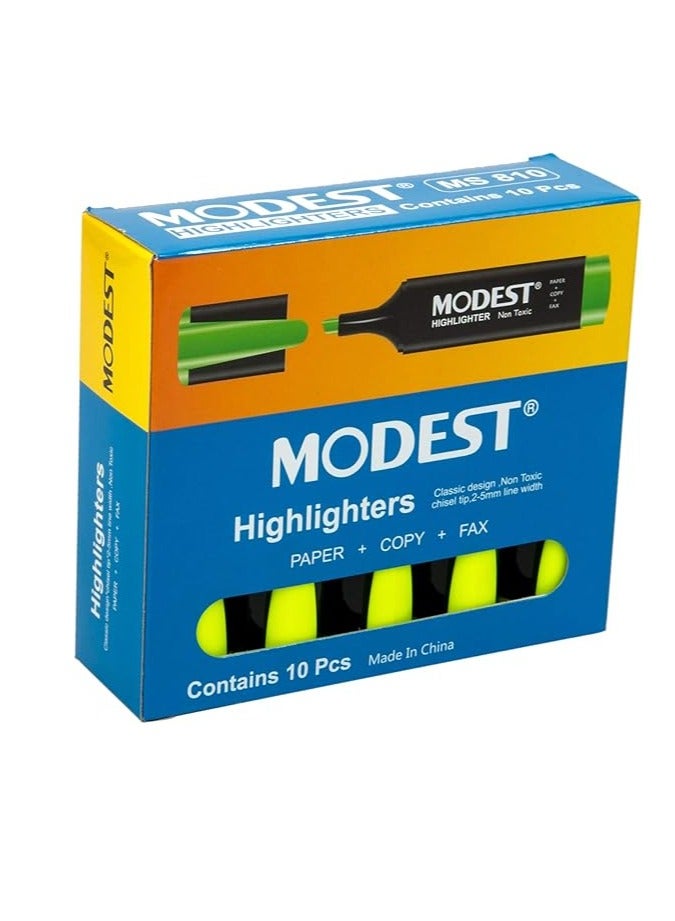 MODEST Modest Highlighter MS 810 Yellow-10PCS - Image 1