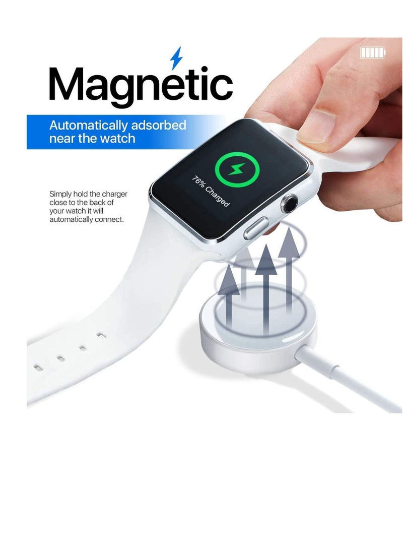 Magnetic Wireless Charging Dock Portable Smart USB Watch Charger Cable For Apple iWatch (Series 7/6/5/4/3/2) Apple watch For iPhone - White - Image 1
