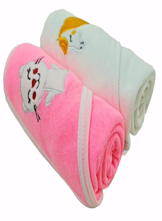 First Kick Baby Cotton Bath Towels New Born Combo Pack of Hooded Soft Wrapping Towel Pack of 2 (70 cm x 66 cm) Set of 2 - Image 1