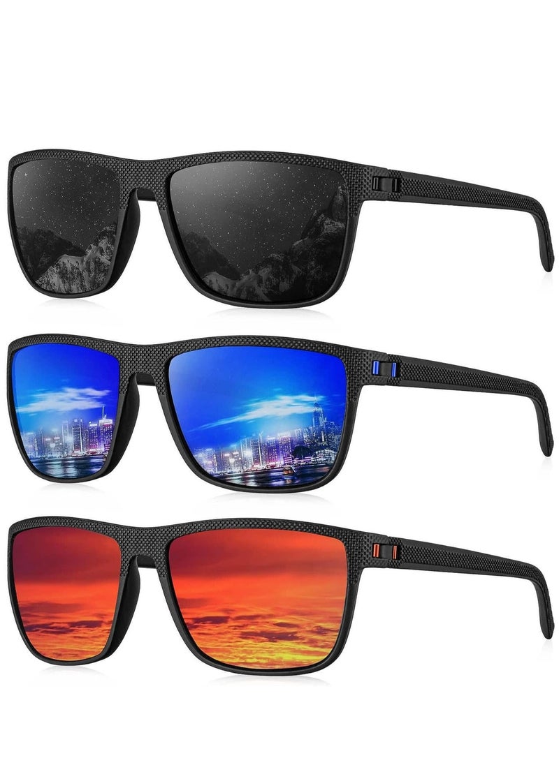 3Pieces Classic Polarized Sunglasses for Men Women Large Frame Retro Sunglasses with UV400 Protection - Image 1