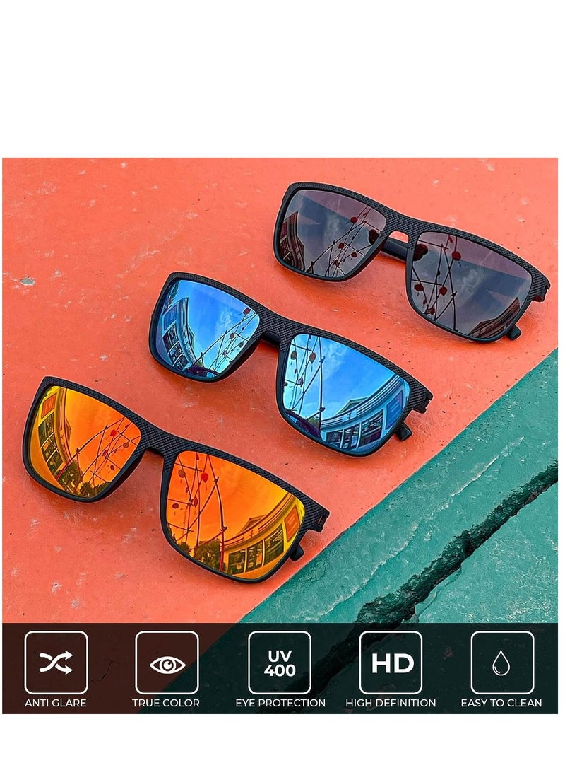 3Pieces Classic Polarized Sunglasses for Men Women Large Frame Retro Sunglasses with UV400 Protection - Image 4