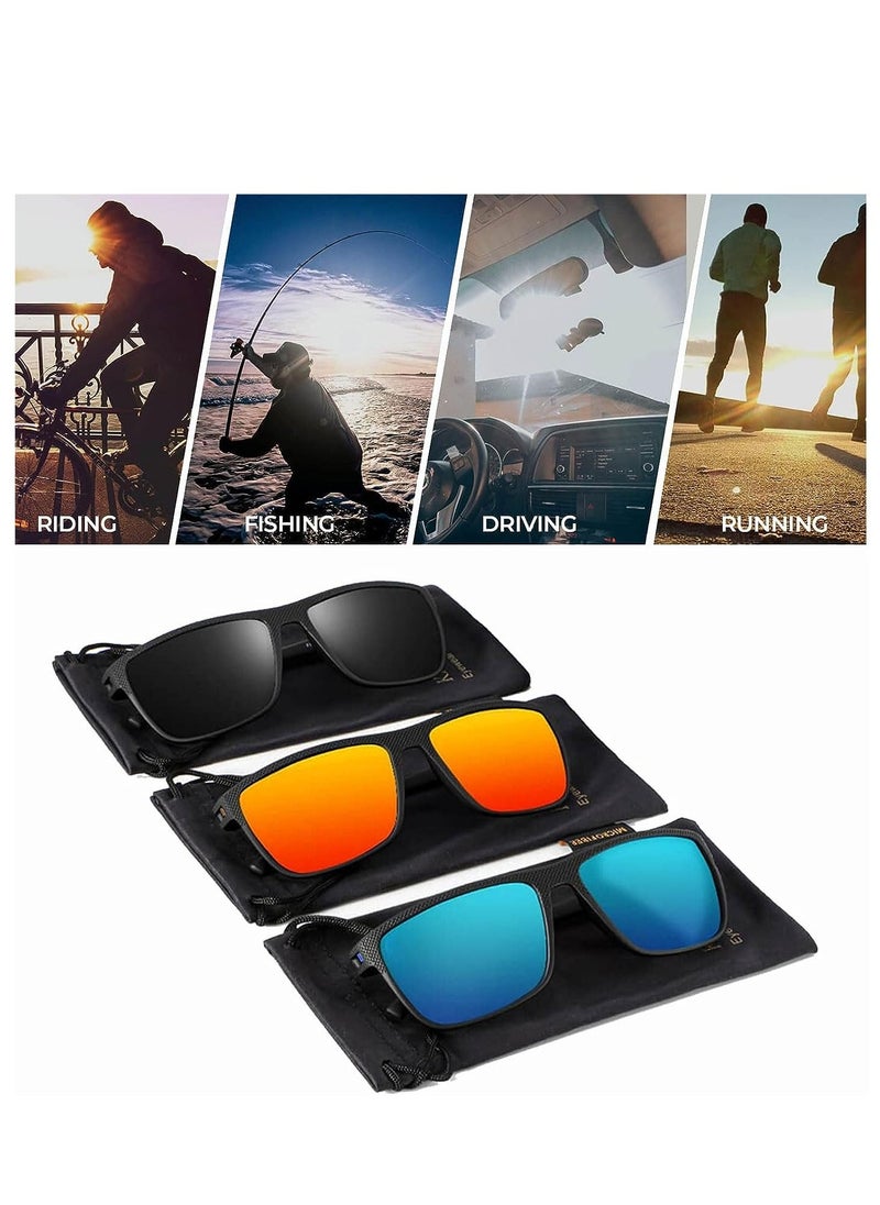 3Pieces Classic Polarized Sunglasses for Men Women Large Frame Retro Sunglasses with UV400 Protection - Image 5