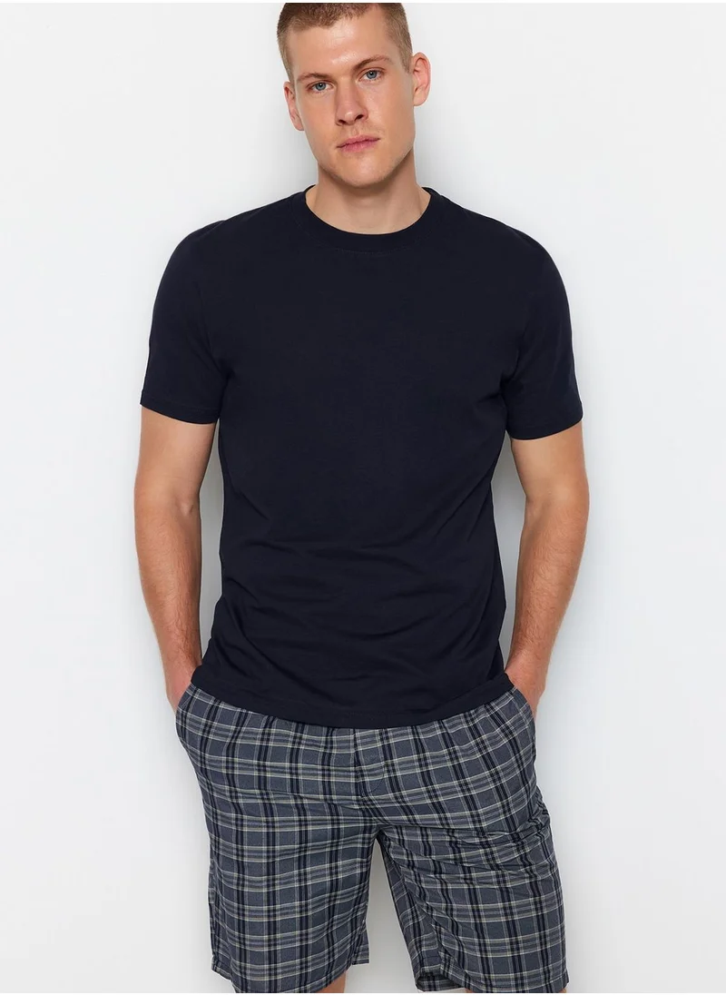 trendyol Essential Crew Neck Checked Pyjamas Set