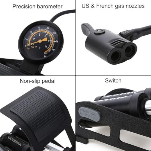 ULTRINA Double Cylinder Portable High Pressure Foot Air Pump Compressor For Car & Bike Air Pump For Motorbike,Cars,Bicycle,For Football,Cycle Pumps For Bicycle,Car Air Pump For Tubeless (Multicolor) - Image 5