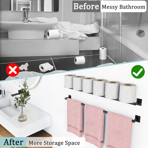 JIAPAIDUO 2 Packs 32 Inch Bathroom Towel Bar, 2Pcs Towel Racks for Bathroom, JIAPAIDUO Bathroom Towel Rack Wall Mounted, Bath Hand Towel Holder Organizer, Modern Home Decor Towel Rod Bathroom, Matte Black - Image 3