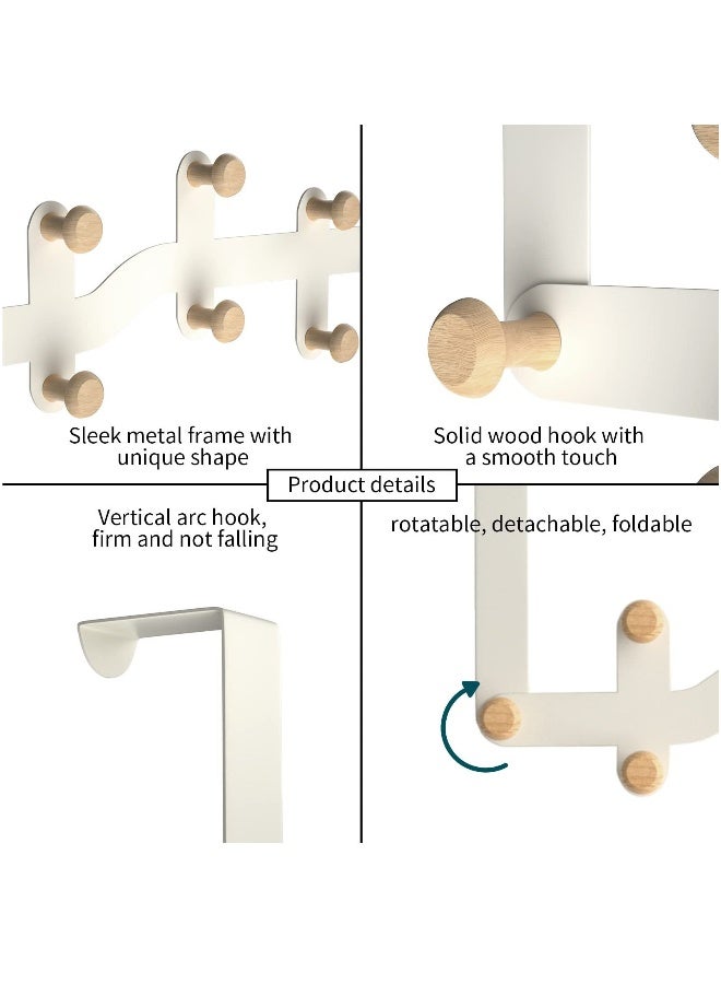 Door Hooks, Heavy-Duty Over Door Hanger with 8 Hooks for Hanging Coat Towel Bag Robe Hat, Over Door Coat Hooks for Bedroom Bathroom Kitchen (White) - Image 2