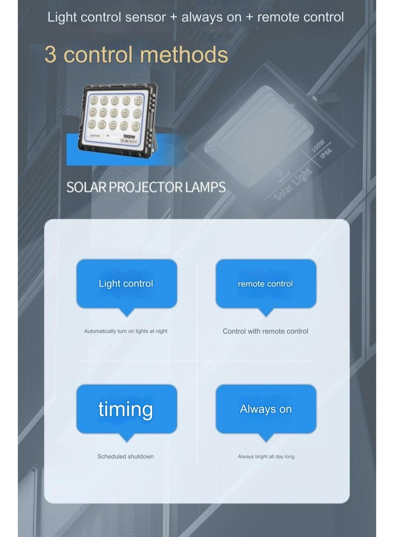 جورتان مصباح LED بالطاقة الشمسية 200 وات، بطارية عالية السعة 15000 مللي أمبير في الساعة، لوحة شمسية 15 وات، IP66، احتياطية من 12 إلى 16 ساعة، سطوع عالي، جسم معدني، كشاف LED خارجي يعمل بالطاقة الشمسية - Image 5