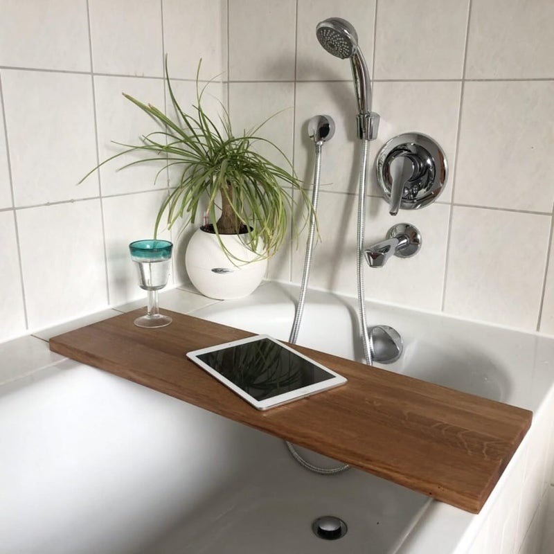 RuPS Premium Natural Solid Wood Bathtub Tray, Plain Finished Bath Shelf/Table for Bathroom, Spa Home Tray, Simple Bathroom Tray. - Image 2
