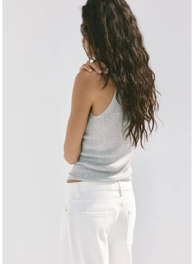 مانجو Asymmetrical Ribbed Top